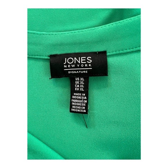 🆕 ✨ NWOT JONES NEW YORK Women’s Emerald Green Short Sleeve Blouse | Size XL - Picture 6 of 8
